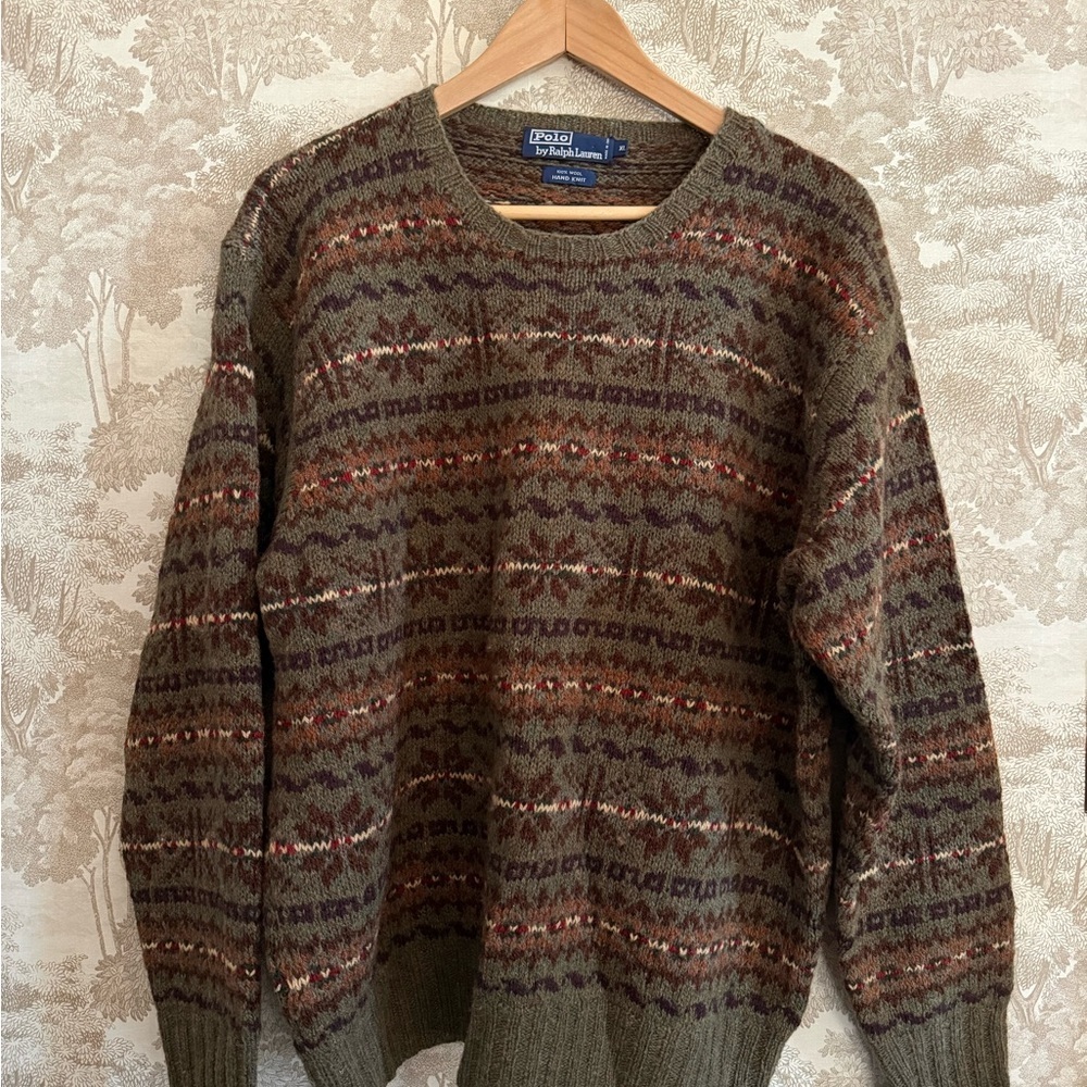Vintage Ralph Lauren 100% Wool Hand knit Fair Isle Knit - Picture 1 of 9